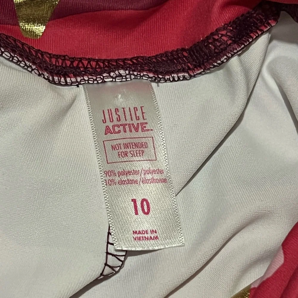 Justice Active Girls Pink Camo Gold Star Leggings Girls Size 10
